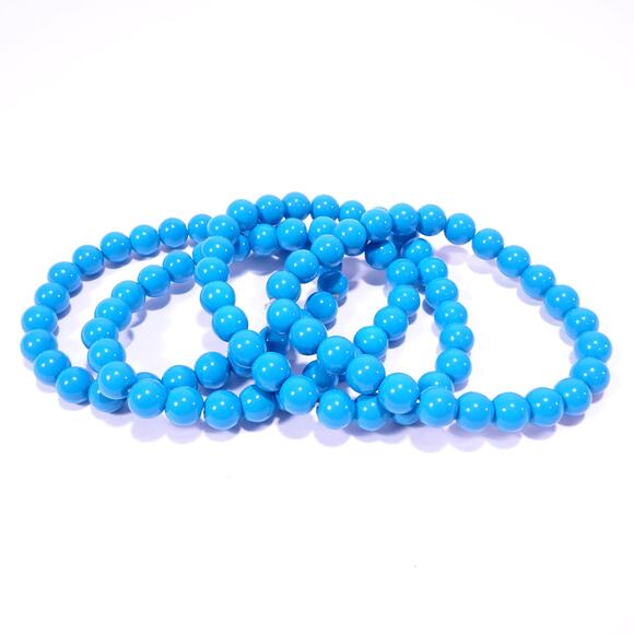 Anthropologie Women's Bright Blue Glass Bead Stackable Bracelet Set NWOT 138 - Picture 3 of 9